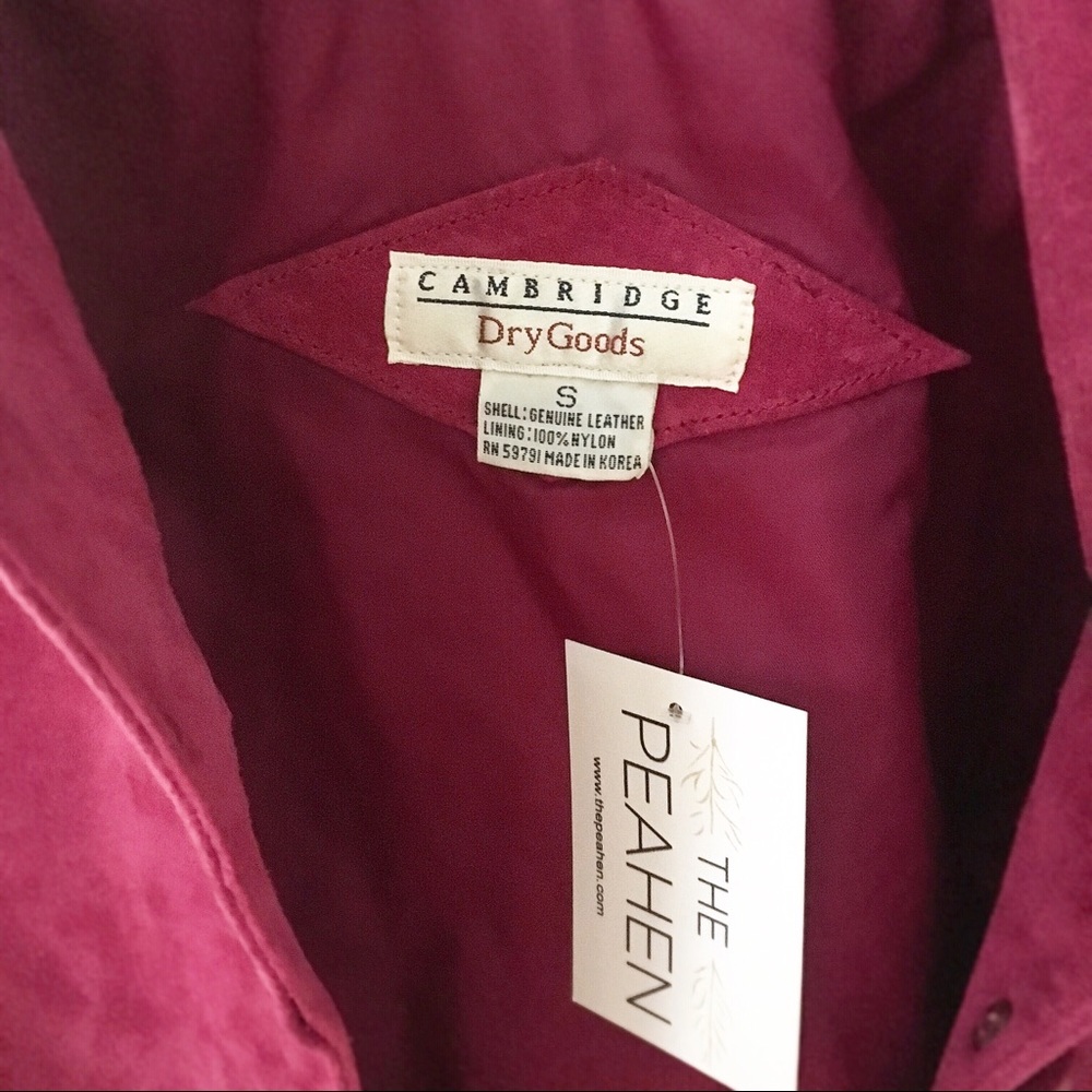 VINTAGE ⚡️80s⚡️ Leather Hot Pink Bomber Jacket - Picture 3 of 4